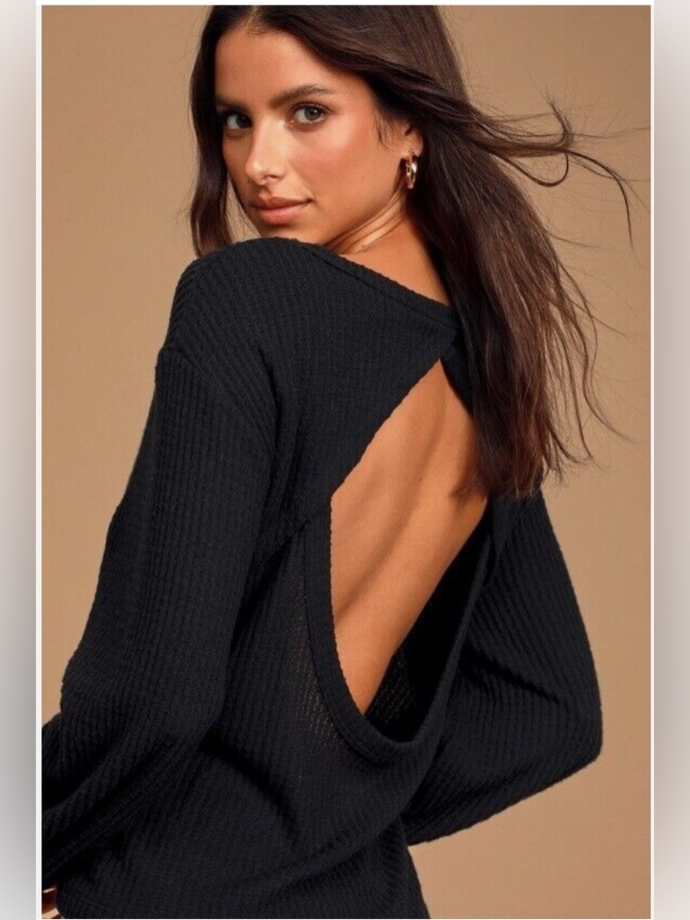 Lulu's Black Ribbed Square Neck Top - Picture 2 of 8
